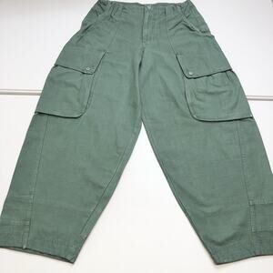 Free People We The Free Brentwood Slouch Pant In Aged Green Size 12 Y2K Cotton
